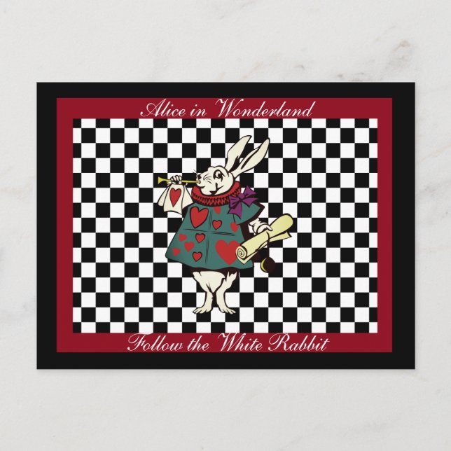 Anpassad text Alice i Underlandet Vit Kanin Kontro Vykort (Framsida)