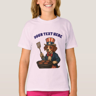 Anpassad text Amerikansk BBQ Valp Grillning T Shirt