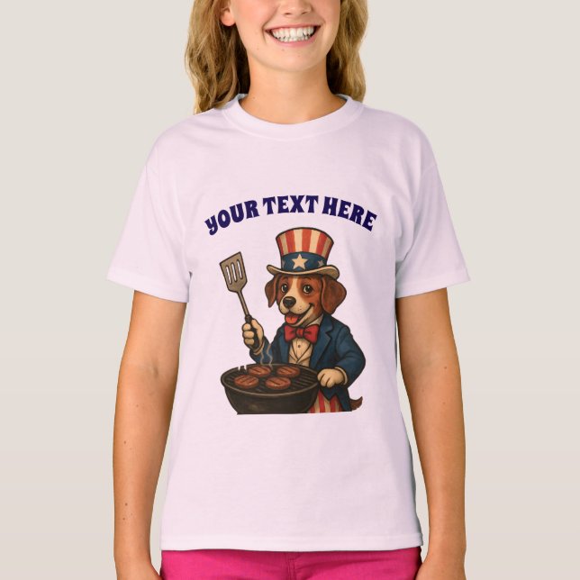 Anpassad text Amerikansk BBQ Valp Grillning T Shirt (Framsida)