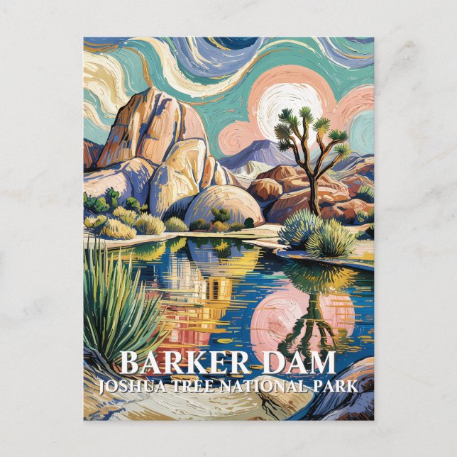 Anpassad text Barker Dam Joshua Tree Van Gogh Öken Vykort (Framsida)