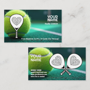 🎾Anpassad text,  Bemästra Ditt Spel Padel Tränare Visitkort