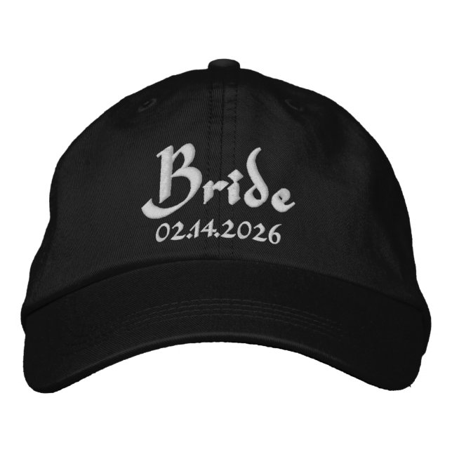 Anpassad Text Brud Med Datum Broderad Keps (Framsida)