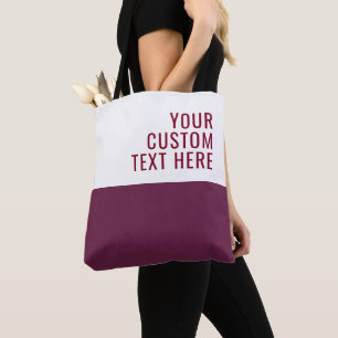 Anpassad text Burgunder Vit Elegant Stilfull Medel Tygkasse