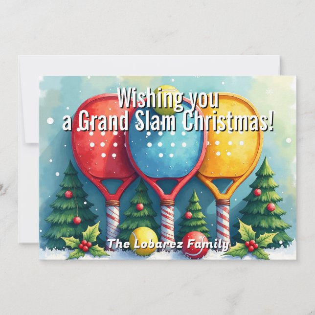 🎾🎄Anpassad text,  Candy Cane Smash Julkort (Framsida)