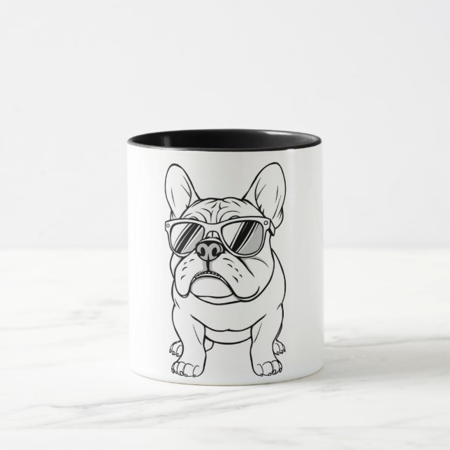 Anpassad Text Cool French Bulldog Kaffe Mugg (Center)