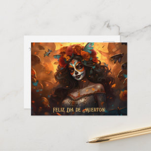 Anpassad text Dia de Muertos La Calavera Garbancer Vykort