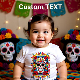 Anpassad text Dia de Muertos Sockerskalle T Shirt