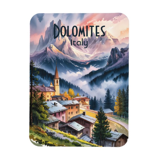Anpassad text Dolomiterna Alperna Italien Resa akv Magnet (Vertikal)