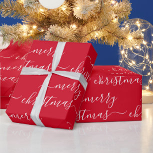 Anpassad text Elegant röd och vit God Jul Presentpapper