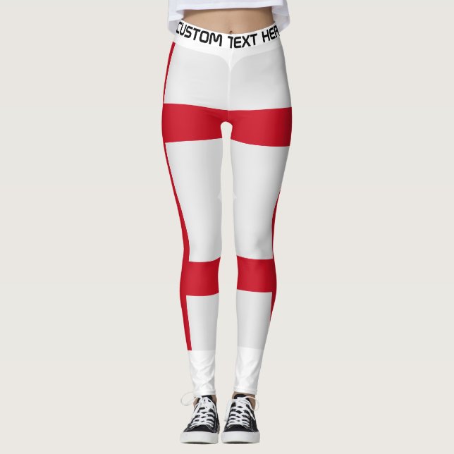 Anpassad Text England Fotbollsfan Leggings (Framsida)