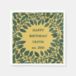 Anpassad text eukalyptus ram – senapsgul pappersservett