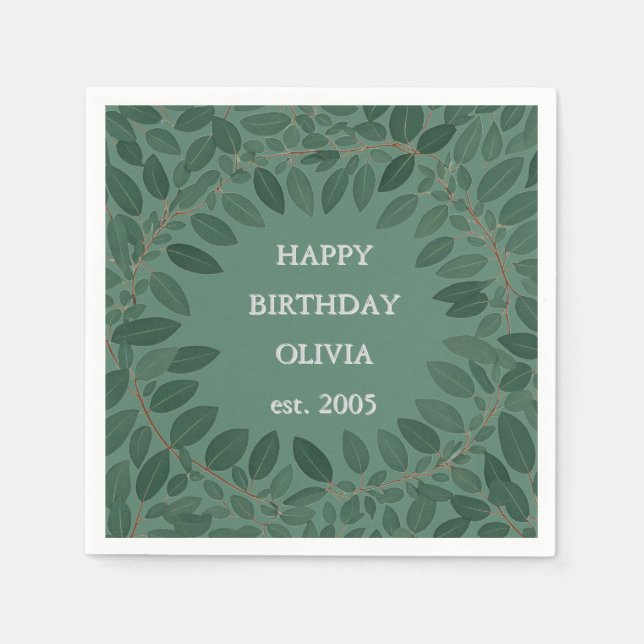 Anpassad text eukalyptus ram servett – grön (Framsidan)