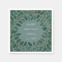 Anpassad text eukalyptus ram servett – retro blå