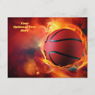 Anpassad text Flammande basketboll Vykort