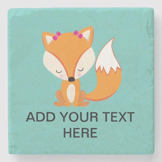 Anpassad text för Cute Fox Stenunderlägg (Framsidan)