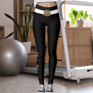 Anpassad text för husdjursälskare i svart och vitt leggings
