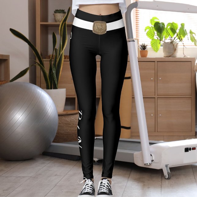 Anpassad text för husdjursälskare i svart och vitt leggings (Skapare uppladdad)