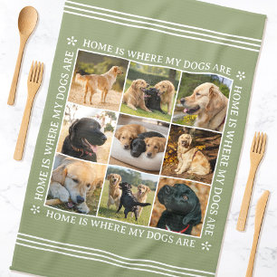 Anpassad Text Foto Collage Husdjur Hund Jordnära G Kökshandduk
