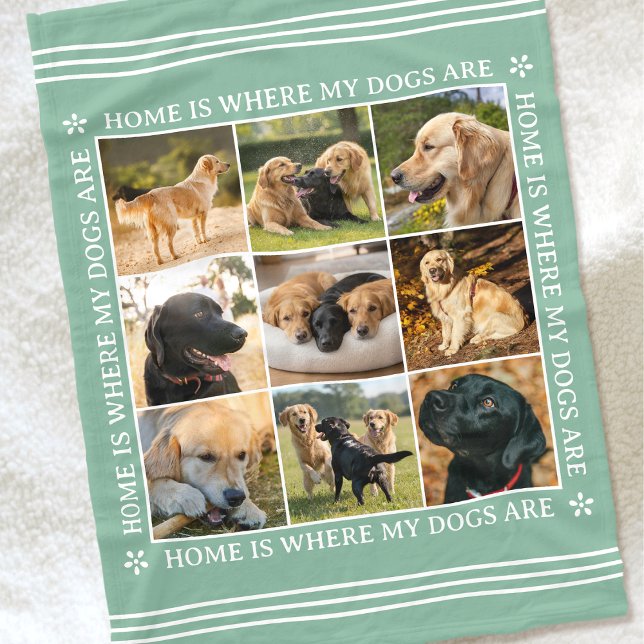 Anpassad Text Foto Collage Husdjur Hund Kärlek Mju Fleecefilt (Skapare uppladdad)