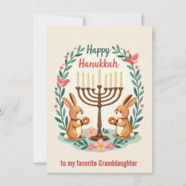 Anpassad text Glad Hanukkah Kanin Menorah Julkort