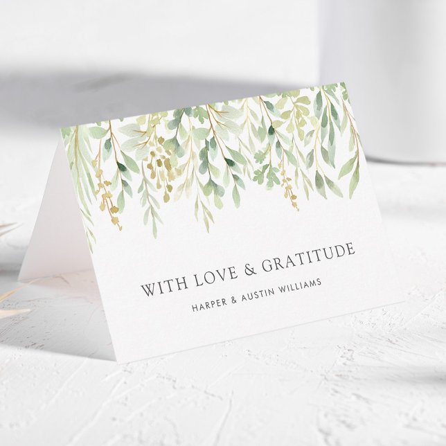 ANPASSAD TEXT Grön Botanisk Lövverk Tack Kort (Skapare uppladdad)