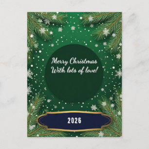 🎁 Anpassad text Gröna julgranar tallgrenar Helg Vykort