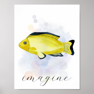 Anpassad text Gul Svart Tropisk Fisk Hav Tema Poster