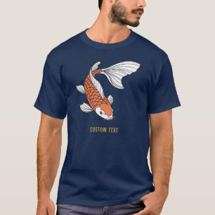 Anpassad text & guld fisk märke Navyblå herr T Shirt