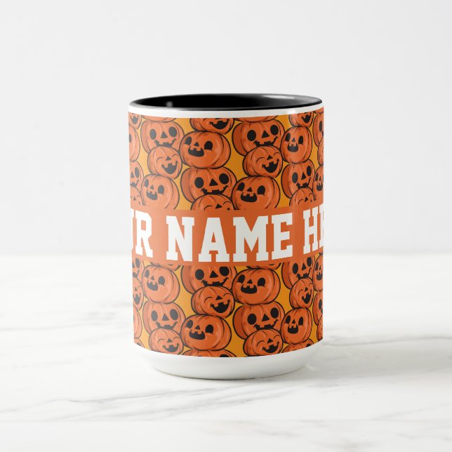 Anpassad text Halloween Glada pumpor Personlig Mugg (Center)