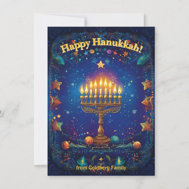 Anpassad text✡️ Hanukkah 🕎 Shine On, Julkort (Framsida)
