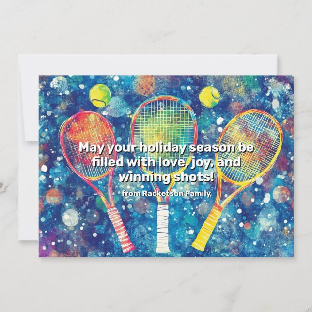 🎾🎄Anpassad text,  Holiday Triple Match Julkort (Framsida)