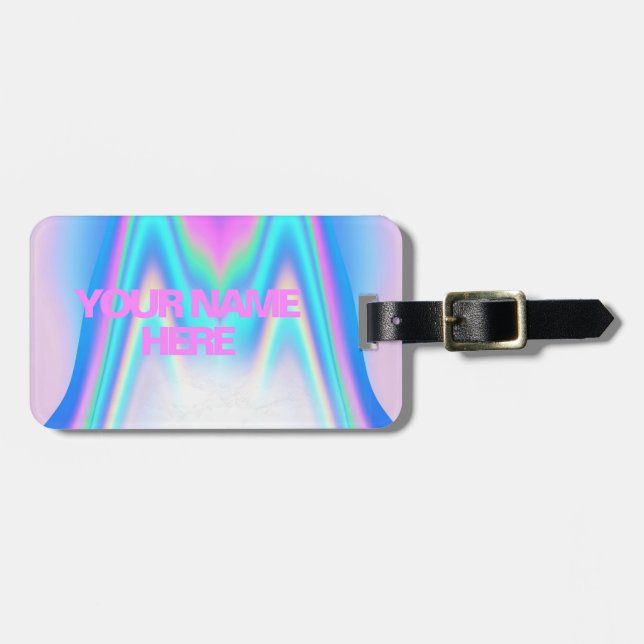 Anpassad text Holografisk Iridescent Bagagebricka (Horisontell Framsida)