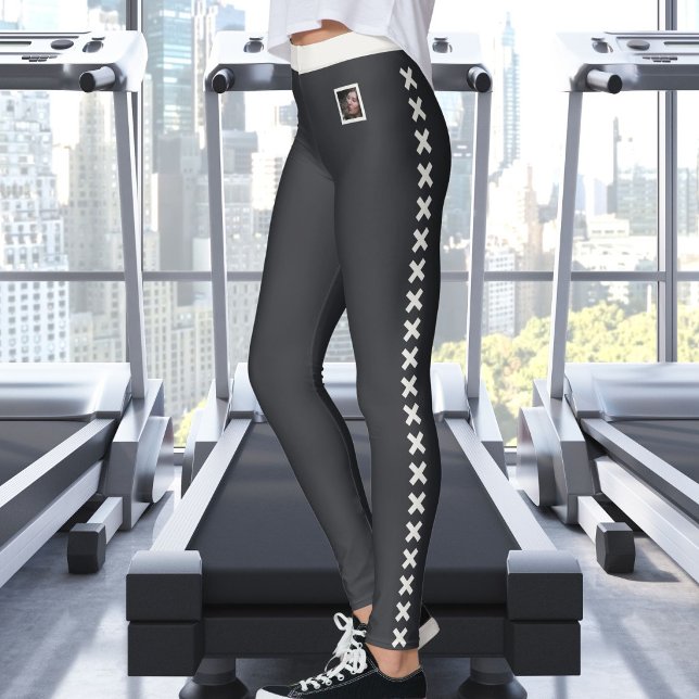 Anpassad Text Husdjur Foto Neutral Mönster Kaviar Leggings (Skapare uppladdad)