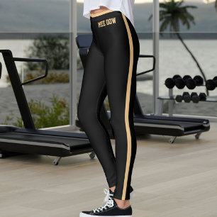 Anpassad Text Husdjur Katt Mamma Svart Guld Sand R Leggings