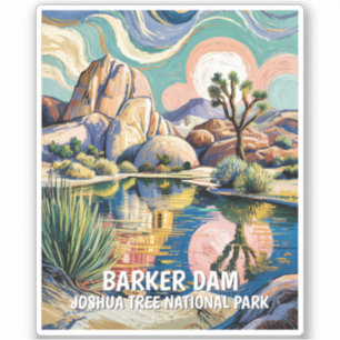 Anpassad text Joshua Tree Dam Färgstark Bergssjö Klistermärken