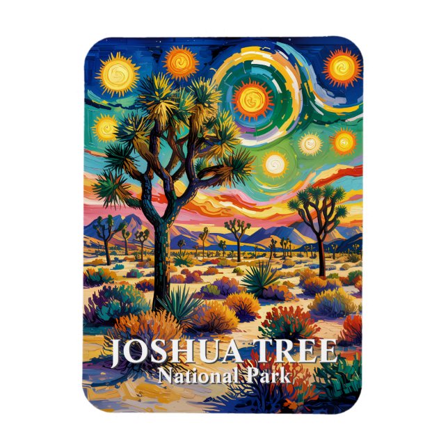 Anpassad text Joshua Tree Van Gogh Färgrik öken Magnet (Vertikal)