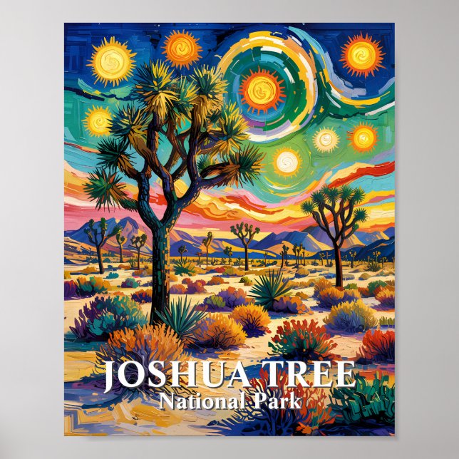 Anpassad text Joshua Tree Van Gogh Färgrik öken Poster (Framsidan)