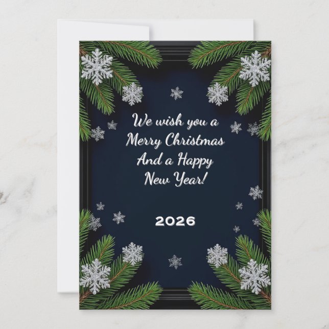 Anpassad text Jul 🎄✨ Tallgrenar Festiv Kort (Framsida)