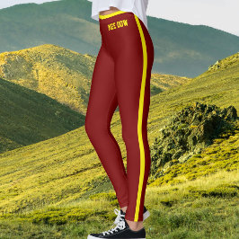 Anpassad Text Kattägare Mor Burgundergul Randig Leggings