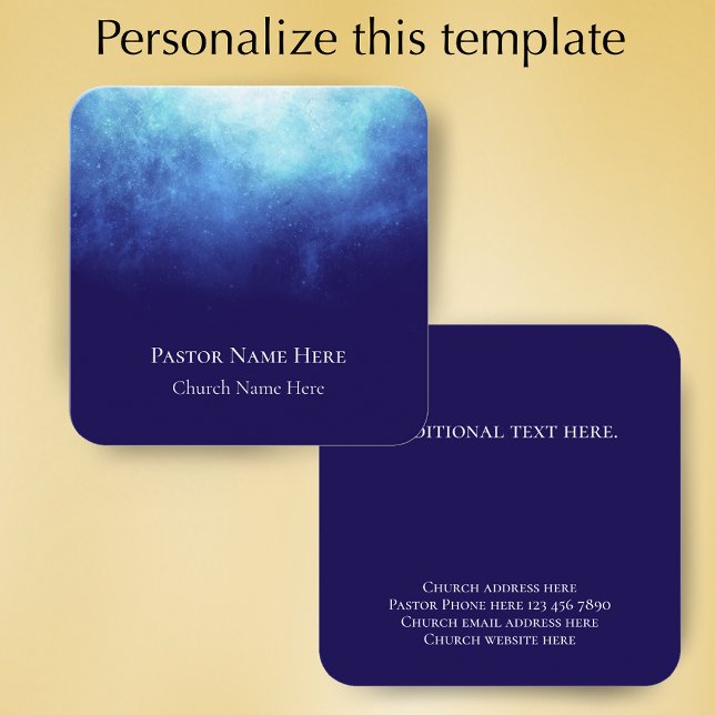 Anpassad text kristen kyrkopastor personlig (Personalize this modern blue nebula business card. 
)