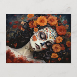 Anpassad text 💀 La Calavera Catrina med rosor Vykort