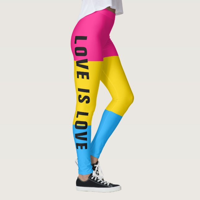 Anpassad text LGBT regnbåge Pansexuell Pride-flagg Leggings (Höger)