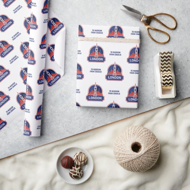 Anpassad text London Presentpapper (Hantverk)