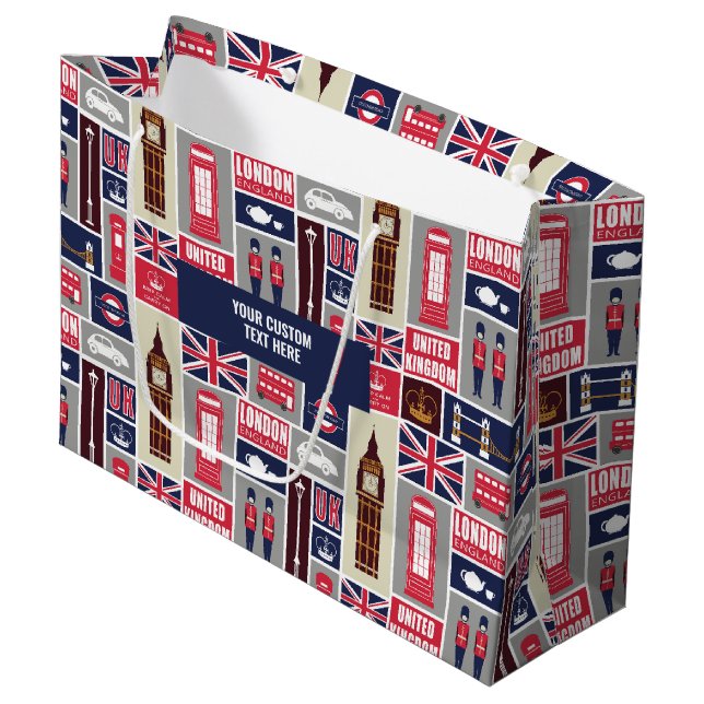 Anpassad text London Storbritannien Ikoner (Framsidan Vinklad)