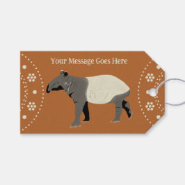 Anpassad text Malajisk eller Asiatisk tapir Presentetikett