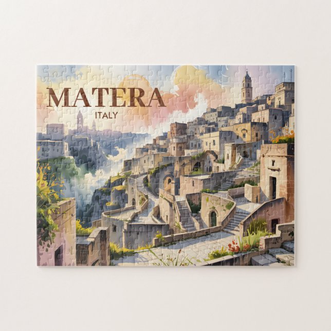 Anpassad text Matera Italien Resa Sassi di Matera Pussel (Horisontell)