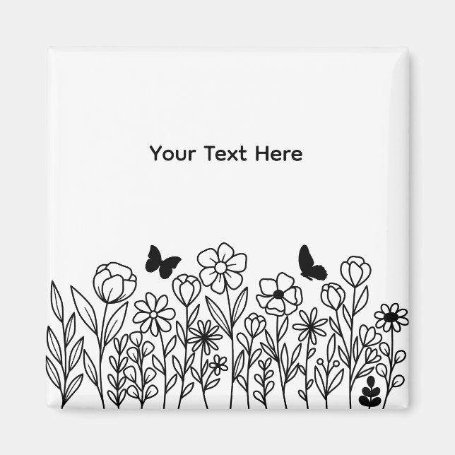 Anpassad text med blommor magnet (Framsidan)