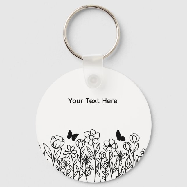 Anpassad text med blommor nyckelring (Framsida)