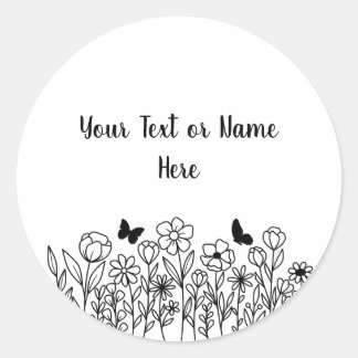 Anpassad text med blommor runt klistermärke
