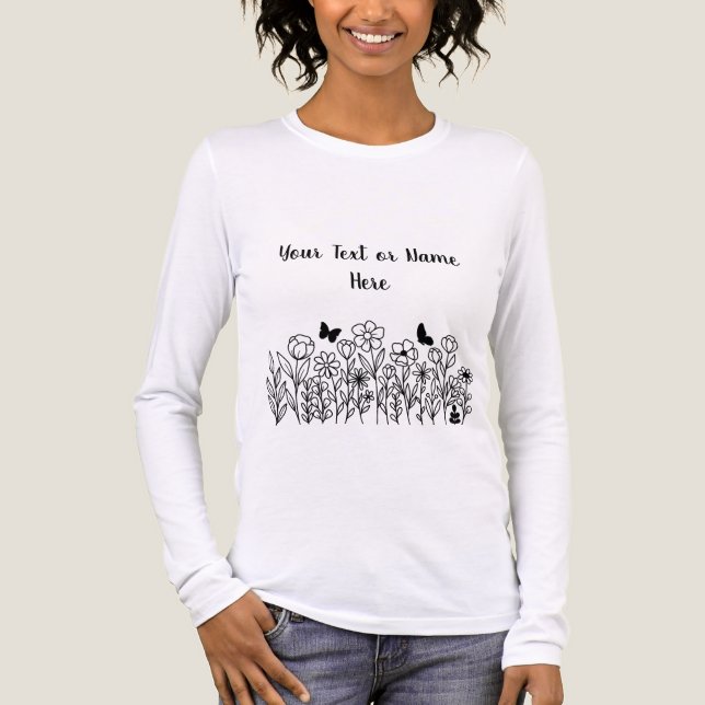 Anpassad text med blommor t shirt (Framsida)